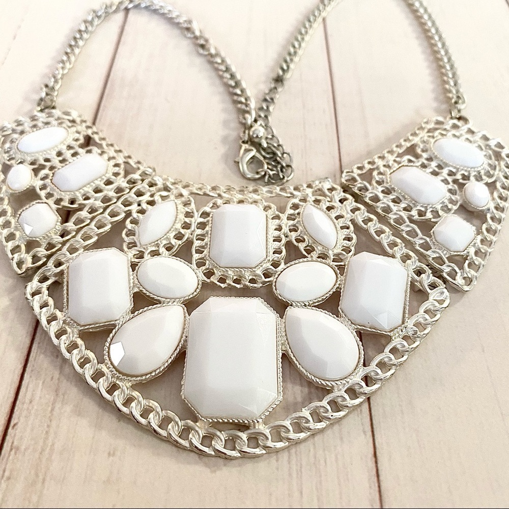 White Statement Necklace - image 2